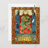 Carte Postale Chat noir Citrouille pour fantôme de la Lanterne J (Devant / Derrière)