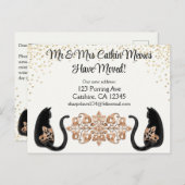 Carte Postale Chat noir classique, Nous avons déménagé, Nouvelle (Devant / Derrière)