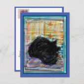 Carte Postale Chat Noir Cosy Dormir sur le lit (Devant / Derrière)