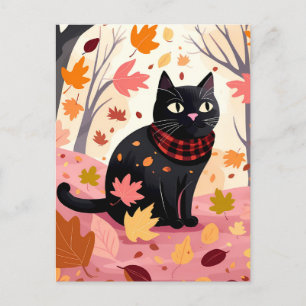 Carte Postale Chat noir dans la forêt