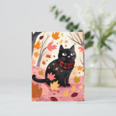 Carte Postale Chat noir dans la forêt (Debout devant)