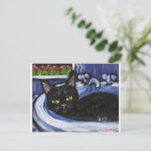 Carte Postale Chat noir dans l'évier (Debout devant)