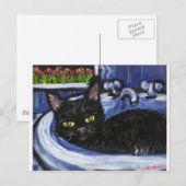 Carte Postale Chat noir dans l'évier (Devant / Derrière)