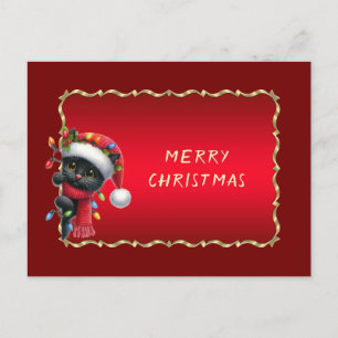 Carte Postale Chat noir de Noël