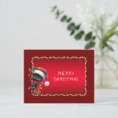 Carte Postale Chat noir de Noël (Debout devant)