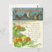 Carte Postale Chat noir de sorcière de Jack-o'-lantern de vignes (Devant / Derrière)