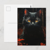 Carte Postale Chat noir d'Halloween (Devant / Derrière)