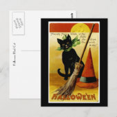 Carte Postale Chat noir d'Halloween (Devant / Derrière)