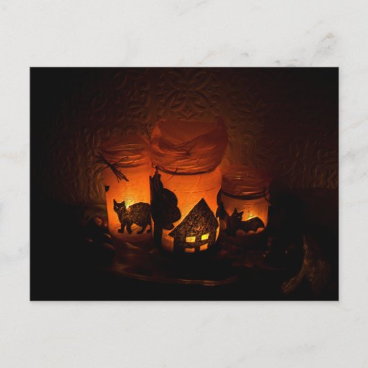 Carte Postale Chat noir d'Halloween (Devant)