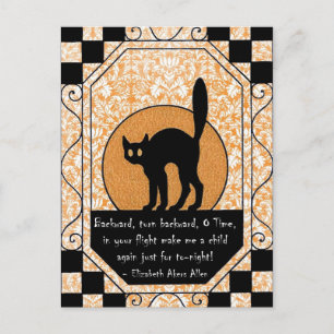 Carte Postale Chat noir d'Halloween
