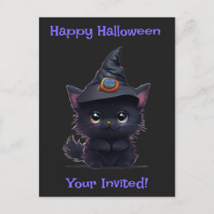 Carte Postale Chat noir d'Halloween drôle