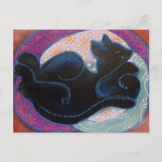 Carte Postale Chat Noir. Dormir.