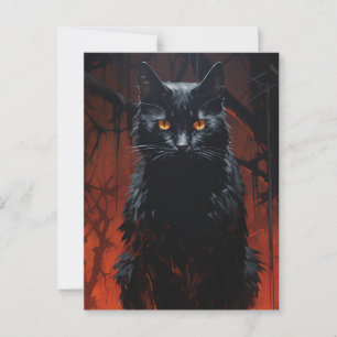 Carte Postale Chat noir effrayant
