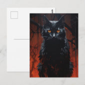 Carte Postale Chat noir effrayant (Devant / Derrière)