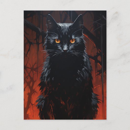 Carte Postale Chat noir effrayant (Devant)