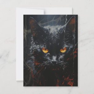 Carte Postale Chat noir éffrayant