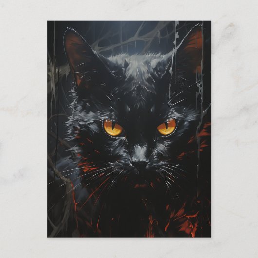 Carte Postale Chat noir éffrayant (Devant)
