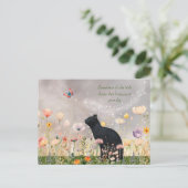Carte Postale Chat noir en fleurs (Debout devant)