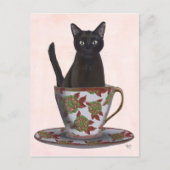 Carte Postale Chat noir en Teacup (Devant)