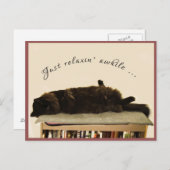 Carte Postale Chat noir en vacances (Devant / Derrière)