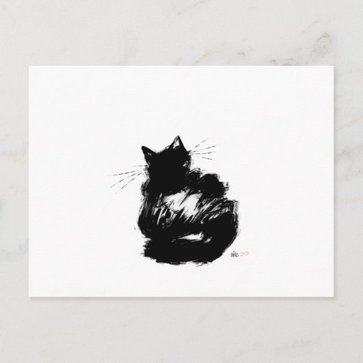 Carte Postale Chat noir énigmatique (Devant)