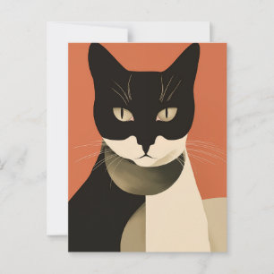 Carte Postale Chat noir et blanc