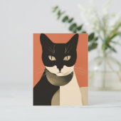 Carte Postale Chat noir et blanc (Debout devant)