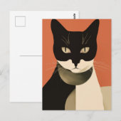 Carte Postale Chat noir et blanc (Devant / Derrière)