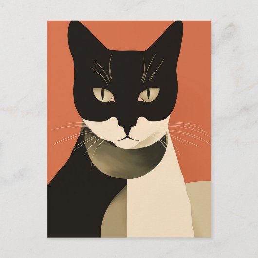 Carte Postale Chat noir et blanc (Devant)