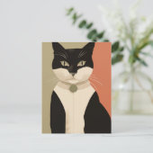 Carte Postale Chat noir et blanc (Debout devant)