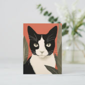 Carte Postale Chat noir et blanc (Debout devant)