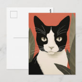Carte Postale Chat noir et blanc (Devant / Derrière)
