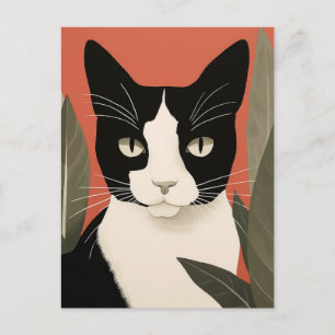 Carte Postale Chat noir et blanc