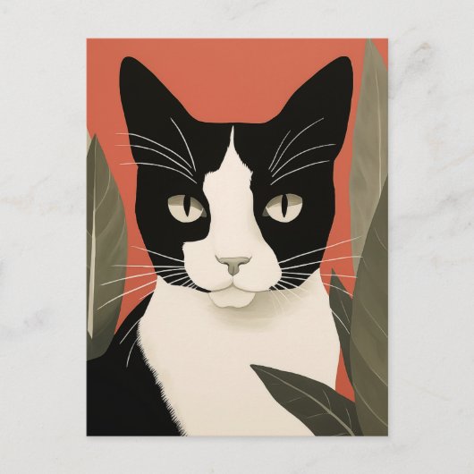 Carte Postale Chat noir et blanc (Devant)