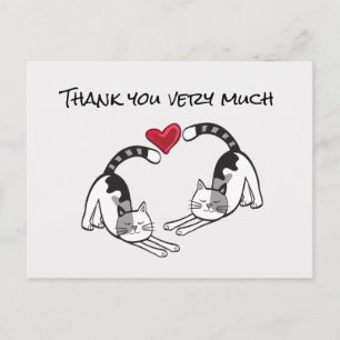Carte Postale Chat noir et blanc amoureux Merci beaucoup