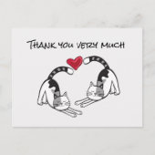 Carte Postale Chat noir et blanc amoureux Merci beaucoup (Devant)