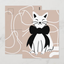 Chat noir et blanc avec ligne abstraite 
