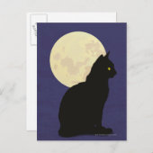 Carte Postale Chat noir et lune (Devant / Derrière)