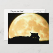 Carte Postale Chat noir et Pleine lune relaxant (Devant / Derrière)