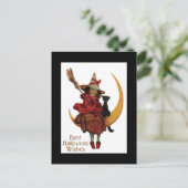 Carte Postale Chat noir et sorcière d'Halloween (Debout devant)