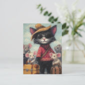 Carte Postale Chat noir et souris en vacances (Debout devant)