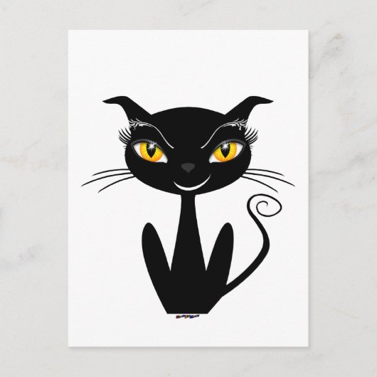 Carte Postale Chat Noir Fantaisiste (Devant)