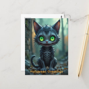 Carte Postale Chat noir gothique Halloween Vibes de forêt enchan