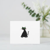 Carte Postale Chat Noir Gras Aux Yeux Verts (Debout devant)
