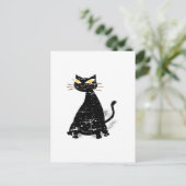 Carte Postale Chat noir gras en détresse (Debout devant)