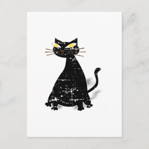Carte Postale Chat noir gras en détresse