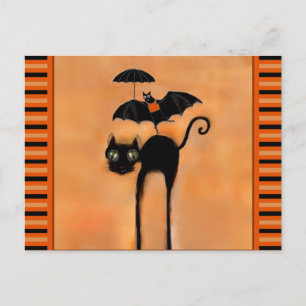 Carte Postale Chat noir Halloween