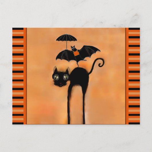 Carte Postale Chat noir Halloween (Devant)