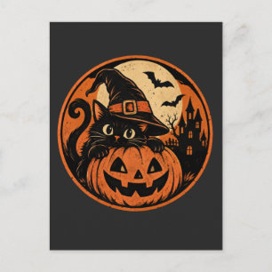 Carte Postale Chat noir Halloween
