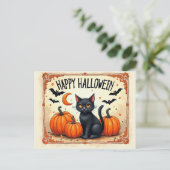 Carte Postale Chat noir Halloween (Debout devant)